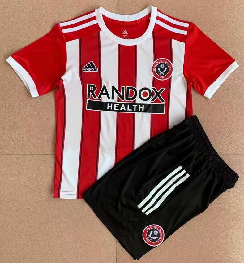 Kids Sheffield United FC 2021/22 Home Soccer Kits Shirt With Shorts